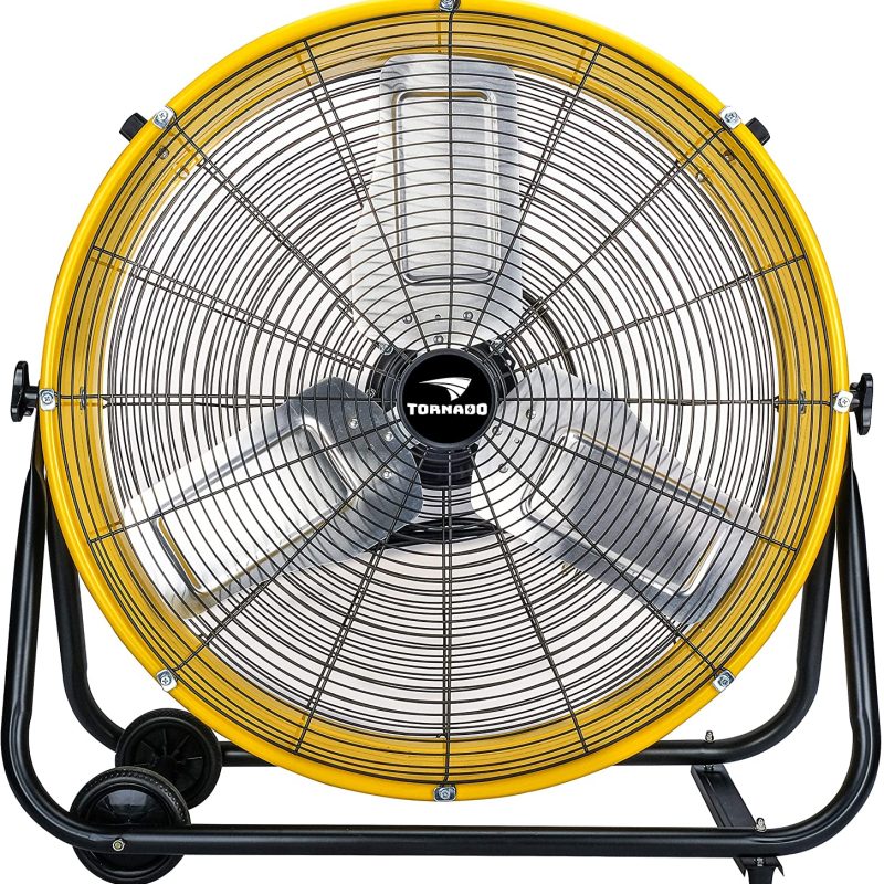 Tornado 24 Inch High Velocity 3-Speed Drum Air Circulator Fan, 7800 CFM, Yellow - HI-FAN-DRUM24-1P