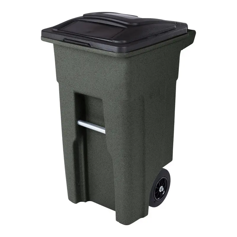 Toter 32 Gallon Green Trash Can With Quiet Wheels And Attached Lid - ANA32-55410