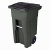 Toter 32 Gallon Greenstone Trash Can With Quiet Wheels And Attached Lid, 24.25 in D x 19.75 in W x 37.5 in H - ANA32-554