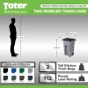 Toter 32 Gallon Greenstone Trash Can With Quiet Wheels And Attached Lid, 24.25 in D x 19.75 in W x 37.5 in H - ANA32-554