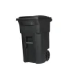Toter Wheeled Garbage Can, 64 Gal, Black Polyethylene - Lid Included