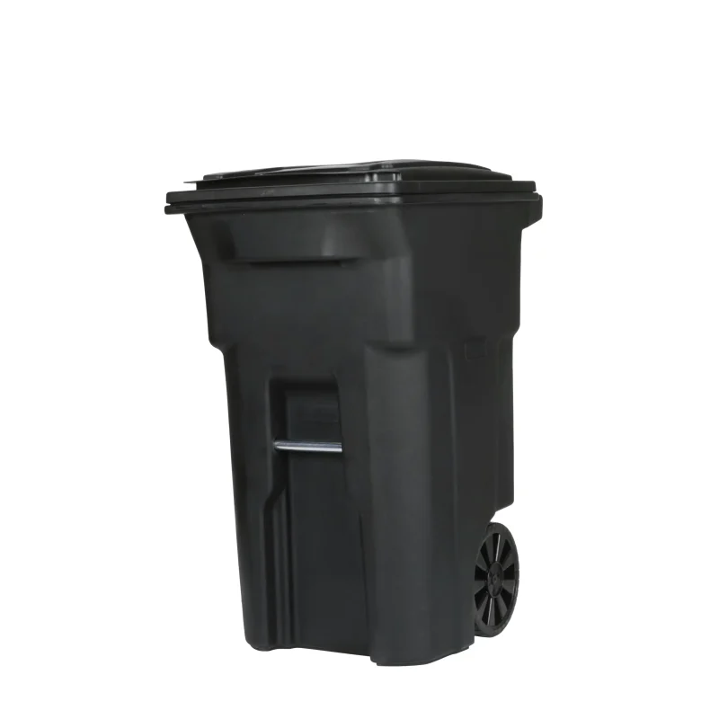 Toter Wheeled Garbage Can, 64 Gal, Black Polyethylene - Lid Included