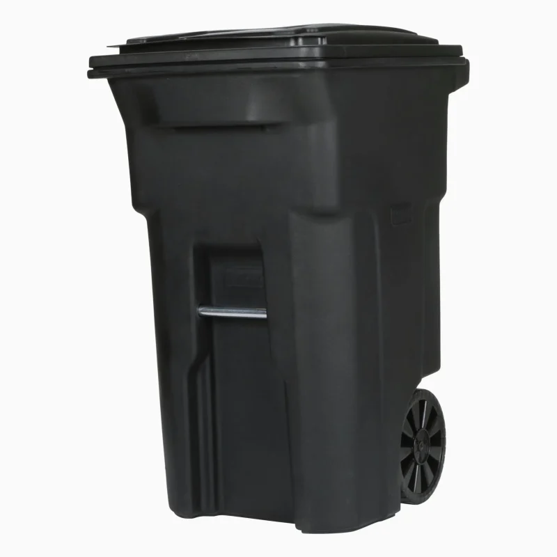 Toter 64 gal. Black Wheeled Trash Can With Lid - 25564-W2BLK