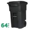 Toter 64 Gallon Black Outdoor Trash Can With Wheels And Lid