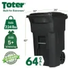 Toter 64 Gallon Black Outdoor Trash Can With Wheels And Lid