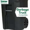 Toter 64 Gallon Black Outdoor Trash Can With Wheels And Lid