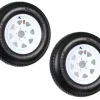 Trailer Tire & Wheel Combo ST205/75D15 Load Range C White Spoke Rims 2-Pack