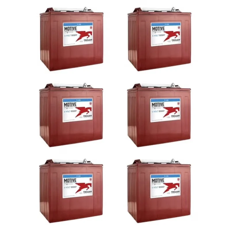 Trojan Battery 6-Volt 225Ah Deep Cycle Golf Cart Batteries, 6-Pack, 36V - T-105