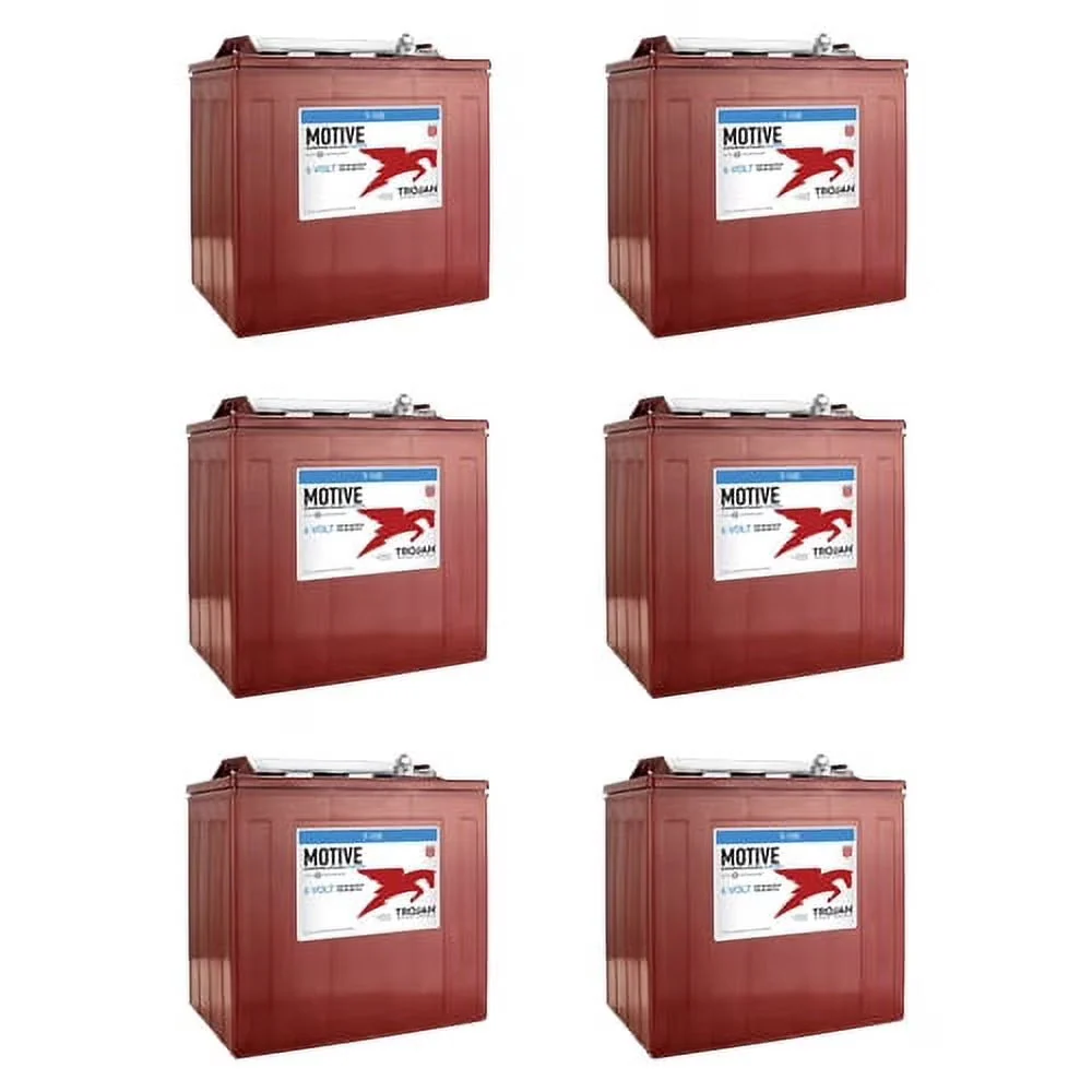 Trojan Battery 6-Volt 225Ah Deep Cycle Golf Cart Batteries, 6-Pack, 36V - T-105