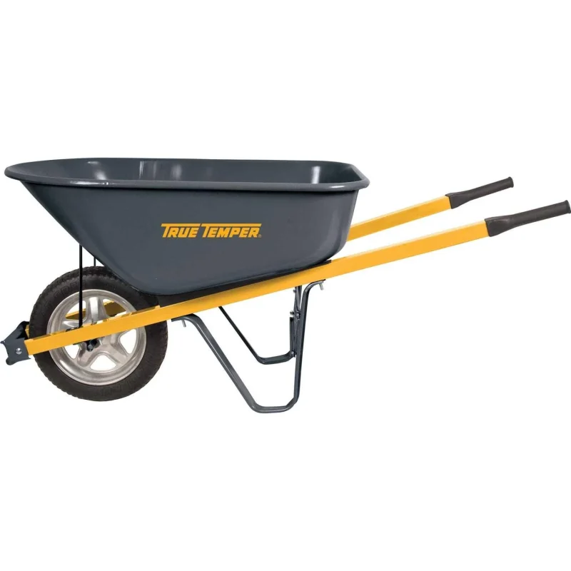 True Temper Residential Steel Wheelbarrow, 6 cu ft