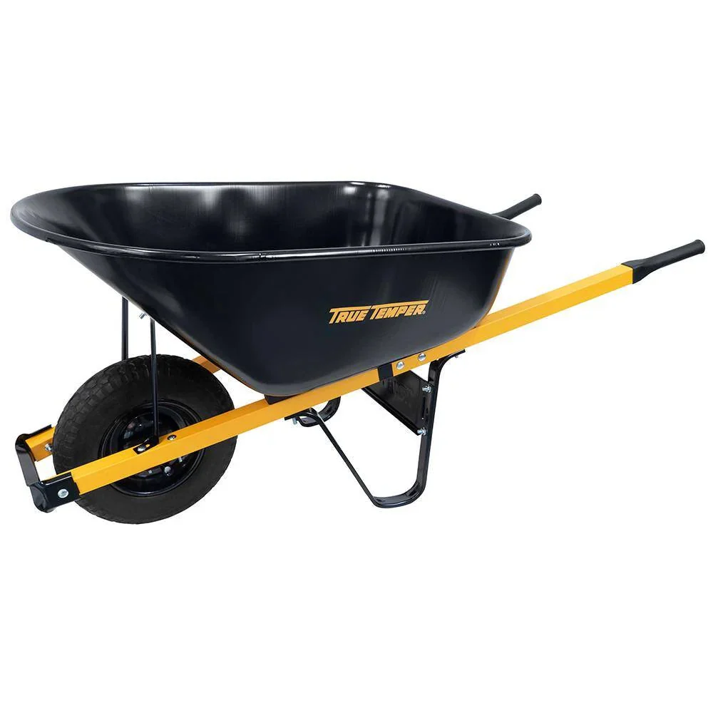 True Temper Steel Wheelbarrow 6 cu. ft. With Never Flat Tire And Steel Handles - R6STFFEC