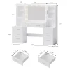 UGTOO LED Makeup Vanity Desk With Mirror, 58.27in, 10 Adjustable LED Bulbs, 8 Drawers, 2 Cabinets, White
