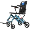Ultra-Light Portable Folding Transport Wheelchair With Handbrake, 16.5 lbs, 220 lbs Capacity, 34.2 x 32.6 Unfolded Dimen