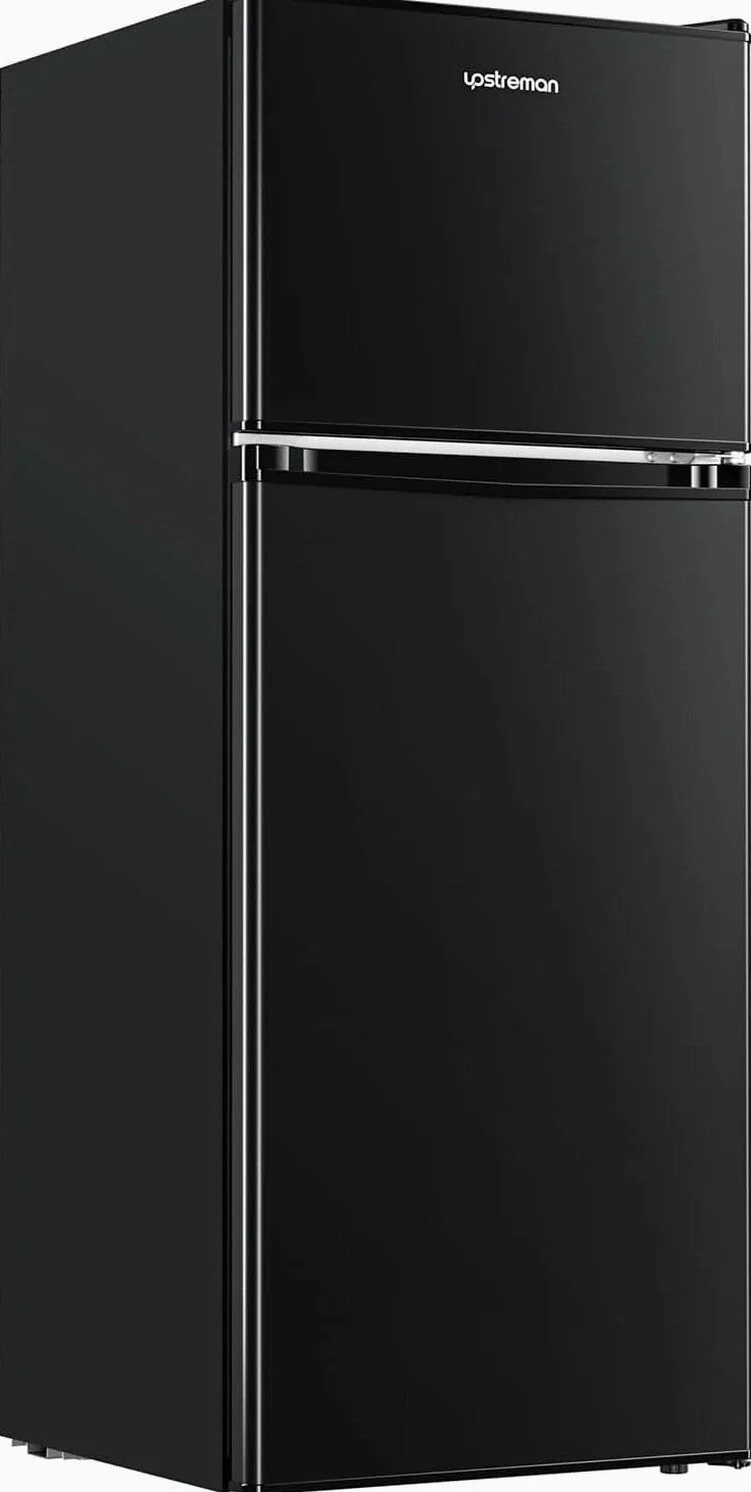 Upstreman 4.0 Cu.Ft Double Door Mini Fridge With Freezer, Black - BR401