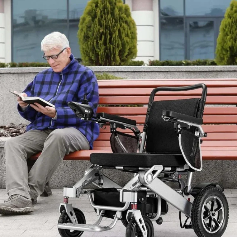 VERPAL Foldable Power Wheelchair, 25 Miles, 500W Dual Motors, 38in D x 25in W x 37in H - Silver Gray