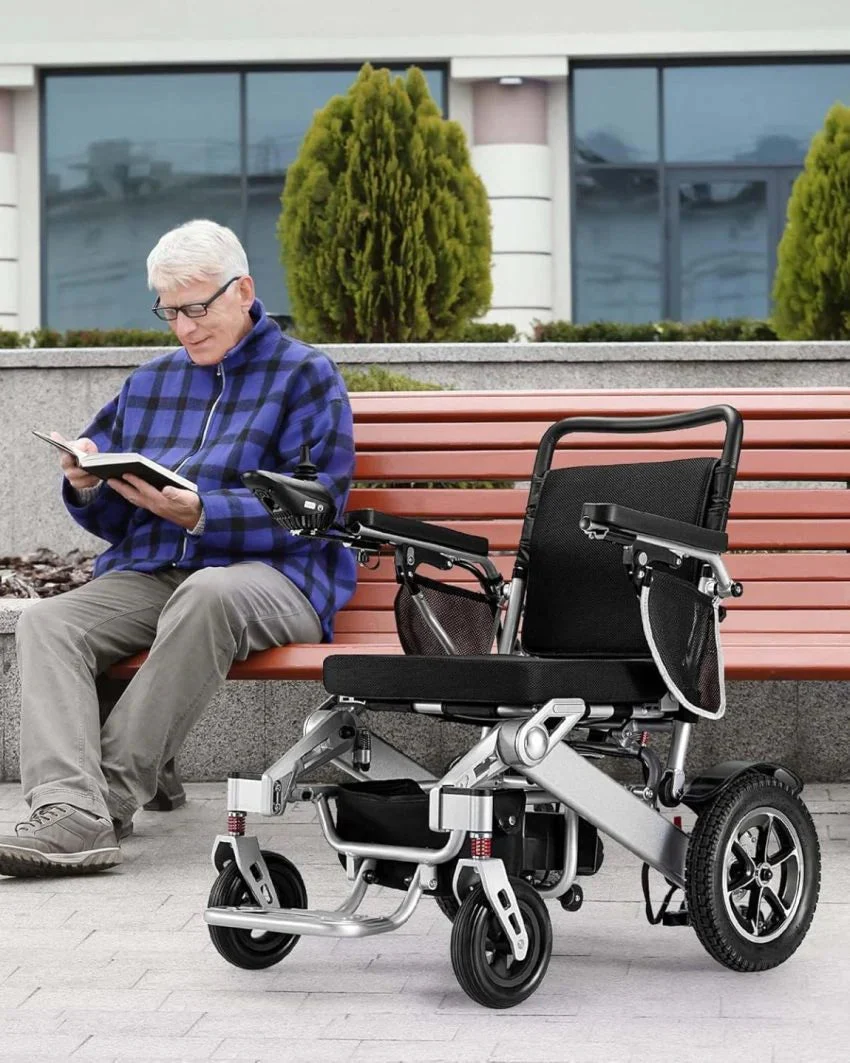 VERPAL Foldable Power Wheelchair, 25 Miles, 500W Dual Motors, 38in D x 25in W x 37in H - Silver Gray