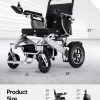 VERPAL Foldable Power Wheelchair, 25 Miles, 500W Dual Motors, 38in D x 25in W x 37in H - Silver Gray