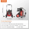 VEVOR Drain Cleaner Machine 100FT x 1/2 Inch, 550W, 8 Cutters, Red + Black