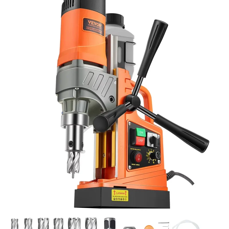 VEVOR Magnetic Drill Press 1450W, 2 in Boring Diameter, 2878 lbf, 6 Coring Bits - MDP-50