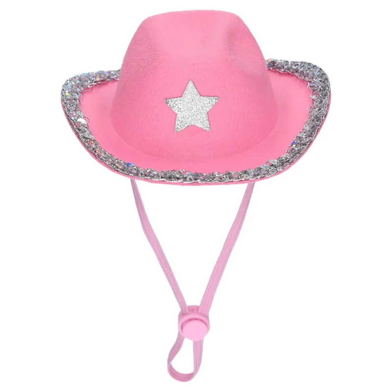 Vibrant Life Halloween Cowboy Hat Costume for Dogs and Cats, Pink