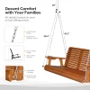 VINGLI Patio Porch Swing Bench With Cup Holders And Phone Slots, 5 FT Pro Brown, 880 LBS