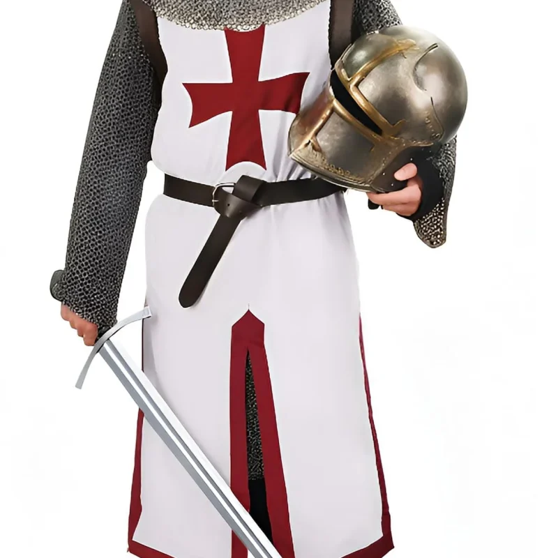 VZQI Men's Medieval Crusader Costume Set, Knights Templar Tunic with Belt for Halloween Renaissance Cosplay