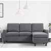 Walsunny Convertible L-Shaped Linen Sectional Sofa With Reversible Ottoman - 78.7in x 51in x 33in
