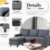 Walsunny Convertible L-Shaped Linen Sectional Sofa With Reversible Ottoman - 78.7in x 51in x 33in