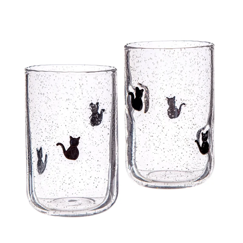 Way to Celebrate 16 oz Cat Charm Drinking Glass, 2-Pack