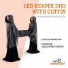 Way To Celebrate 5 ft LED Skeleton Reaper Duo Carrying Coffin Halloween Outdoor Decor