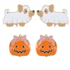 Way to Celebrate Ghost Dog & Jack-O-Lantern Halloween Clip-On Stud Earrings, 2 Pairs