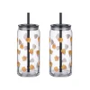 Way to Celebrate Halloween Candy Corn Glass Can Sipper Tumblers, 20 oz, 2-Pack