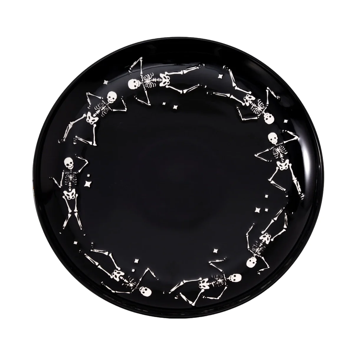 Way To Celebrate Halloween Dancing Skeleton Round Serving Tray, Black, 11.93 in