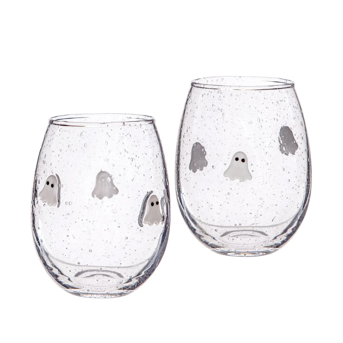 Way to Celebrate Halloween Ghost Charm Bubble Stemless Wine Glasses, 2-Pack