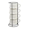 Way To Celebrate Halloween Ghost Stack Ceramic Mugs, 4-Pack, White, 12 fl oz