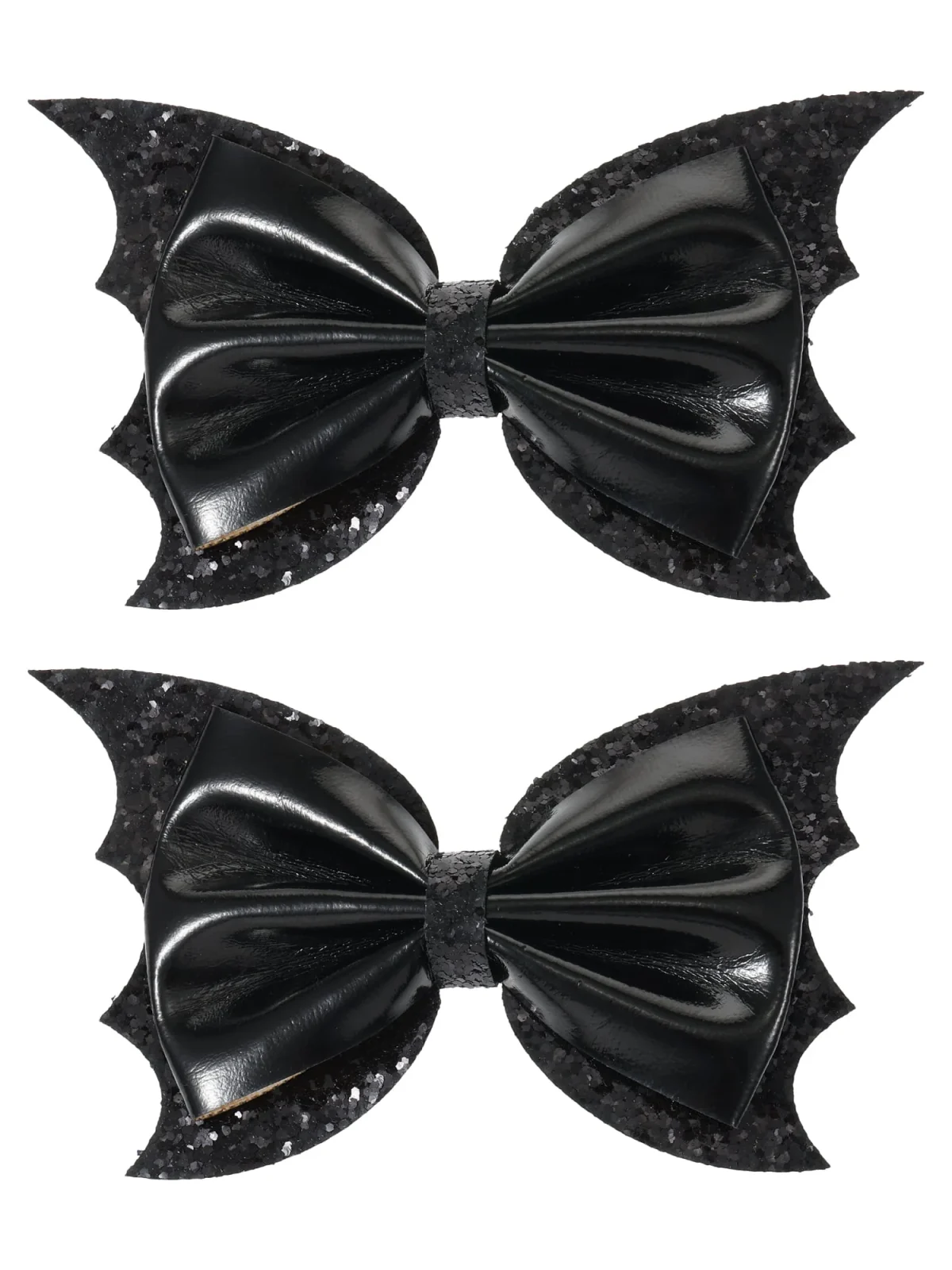 Way to Celebrate Halloween Mini Bat Bow Hair Clip Set, Black, 2 Pieces, Alligator Hair Clip