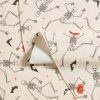 Way To Celebrate Halloween PEVA Tablecloth, For Table 70" Round - Skeleton Pumpkin Head Toss