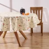Way To Celebrate Halloween PEVA Tablecloth, For Table 70" Round - Skeleton Pumpkin Head Toss