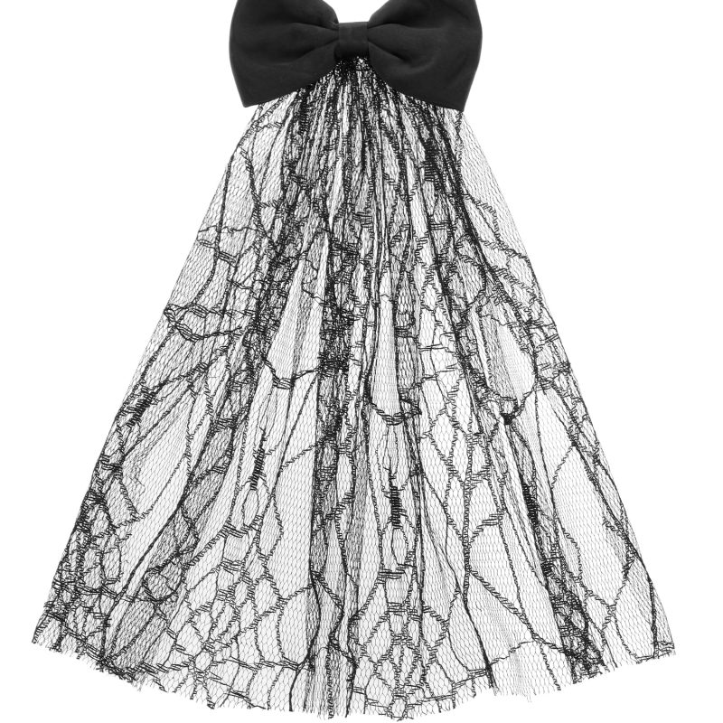 Way to Celebrate Halloween Spiderweb Lace Hair Bow, Black, 1 Piece, Alligator Hair Clip