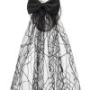 Way to Celebrate Halloween Spiderweb Lace Hair Bow, Black, 1 Piece, Alligator Hair Clip