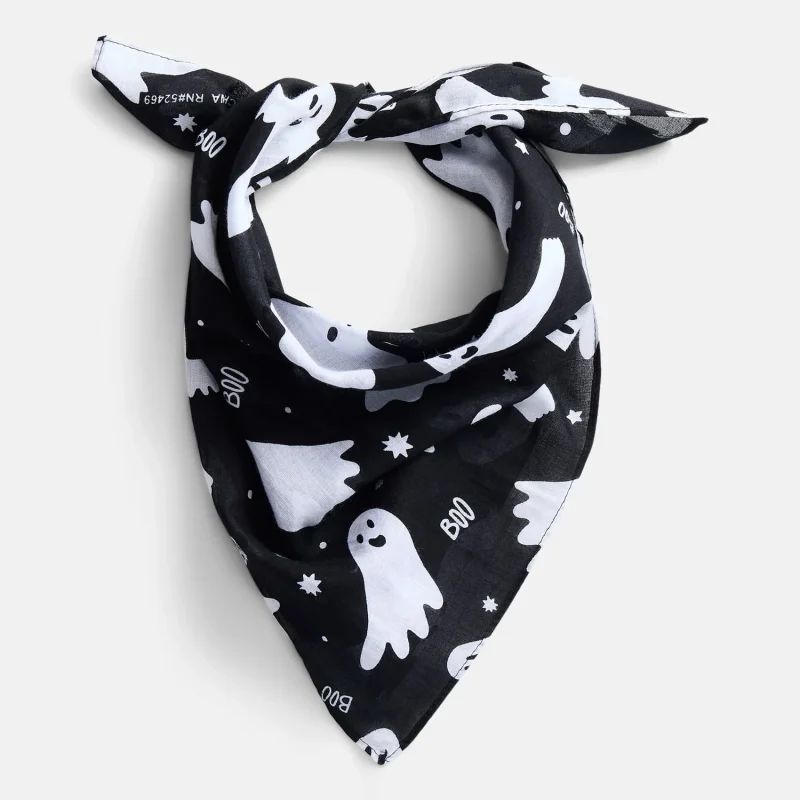 Way To Celebrate Halloween Women's Boo Ghosts Bandana, One Size, Black