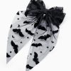 Way to Celebrate Halloween Women's Sheer Bat Hair Bow, Black, 1 Piece, Barrette Hair Clip