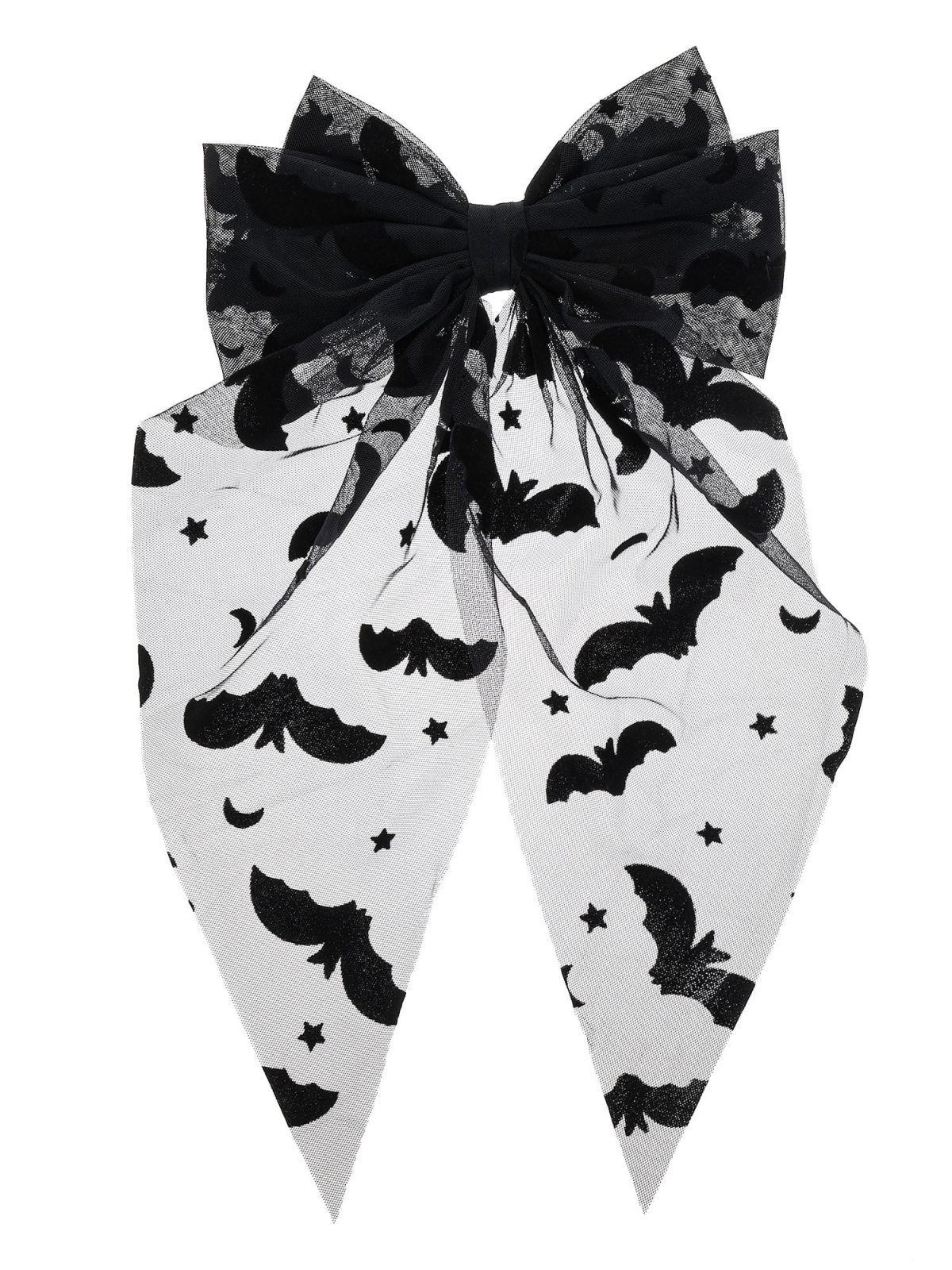 Way to Celebrate Halloween Women's Sheer Bat Hair Bow, Black, 1 Piece, Barrette Hair Clip