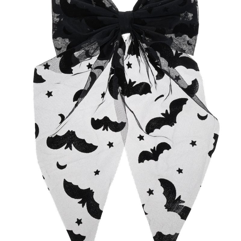 Way to Celebrate Halloween Women's Sheer Bat Hair Bow, Black, 1 Piece, Barrette Hair Clip