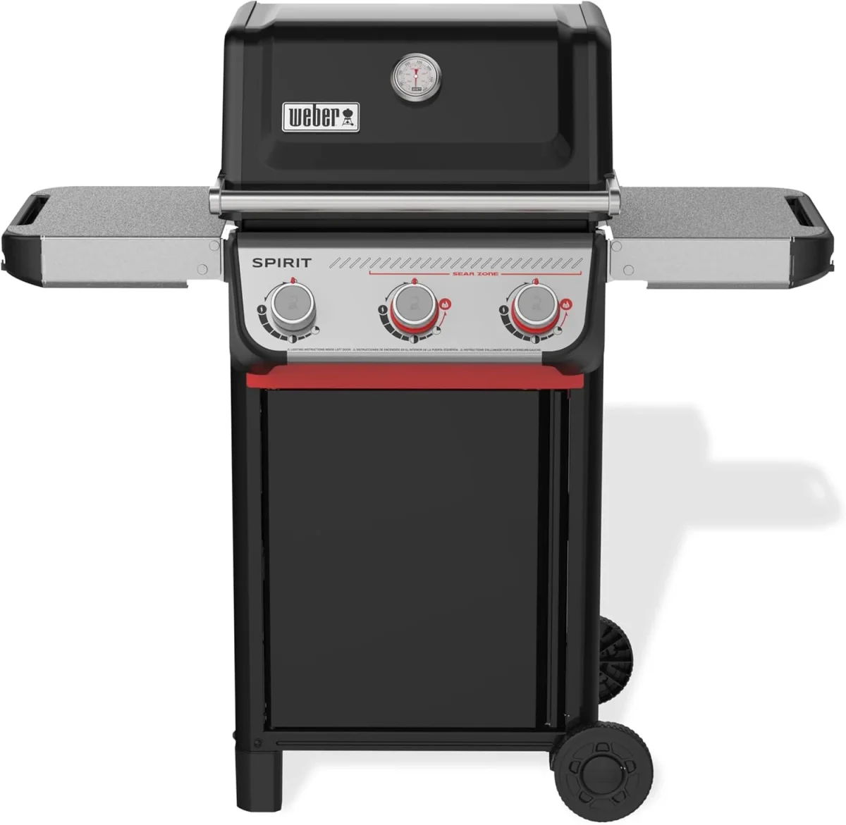Weber Spirit E-325 Liquid Propane Gas Grill, 3 Burners, 2 Boost Burners, Black - Porcelain-Enameled Cast-Iron Grates