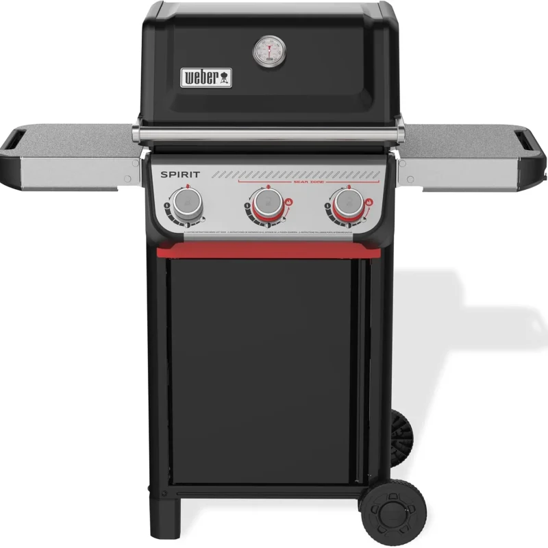 Weber Spirit E-325 Liquid Propane Gas Grill, 3 Burners, 2 Boost Burners, Black - Porcelain-Enameled Cast-Iron Grates