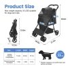 Wedyvko 4 Wheel Foldable Pet Stroller With Storage Basket For Small Medium Dogs & Cats - Black