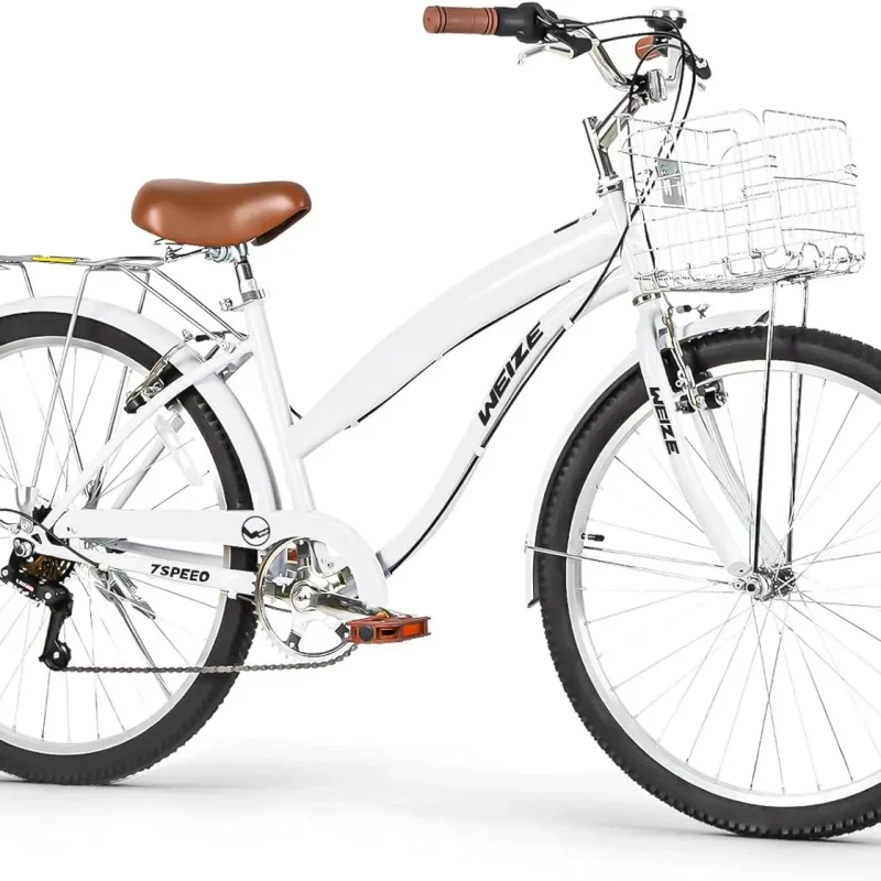 WEIZE 26 Inch 7-Speed High-Carbon Steel Beach Cruiser Bike