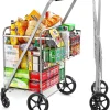 Wellmax Folding Metal Grocery Shopping Cart With Wheels, 31 x 24.5 x 40 Inches - WM99028S
