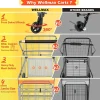 Wellmax Folding Metal Grocery Shopping Cart With Wheels, 31 x 24.5 x 40 Inches - WM99028S